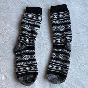 Black and White Patterned Fuzzy  Socks